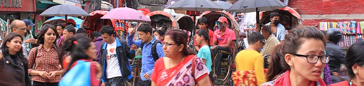 Menschen auf dem Durbar Square Nepal